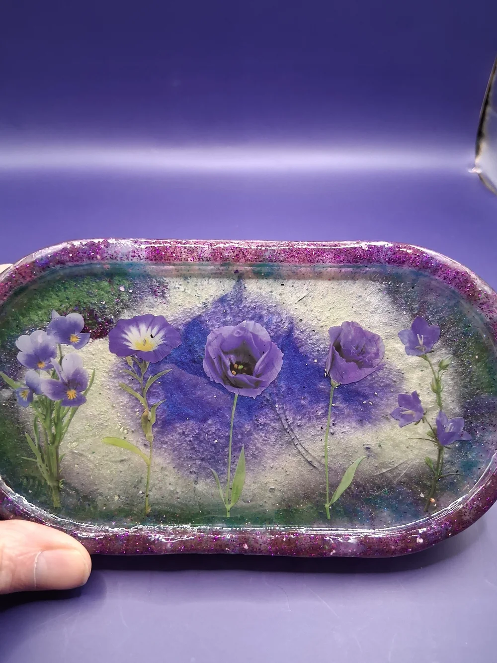 Handmade Purple Floral Decorative Tray